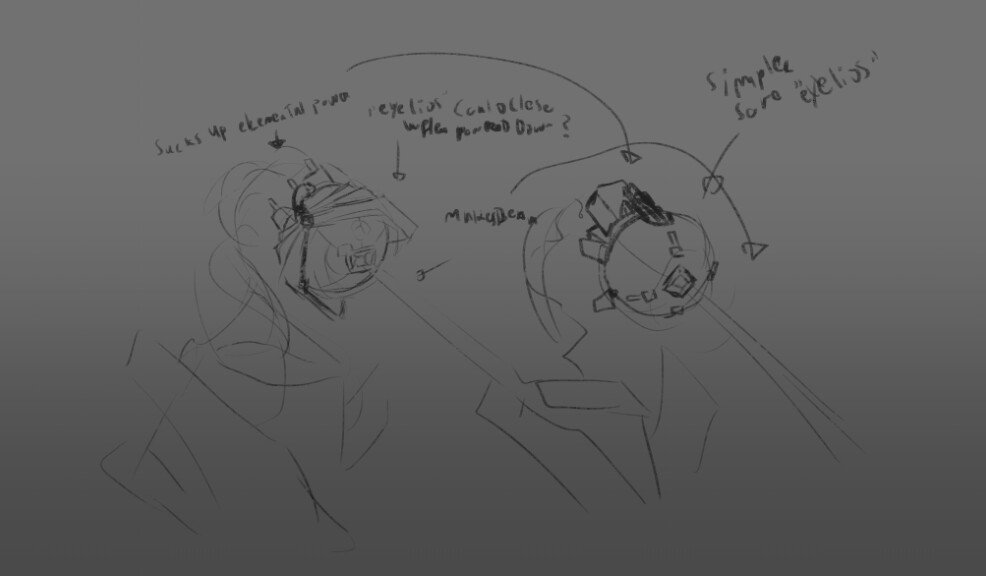 Some aditional sketches after we had a direction for a pillar with a robotic eye.